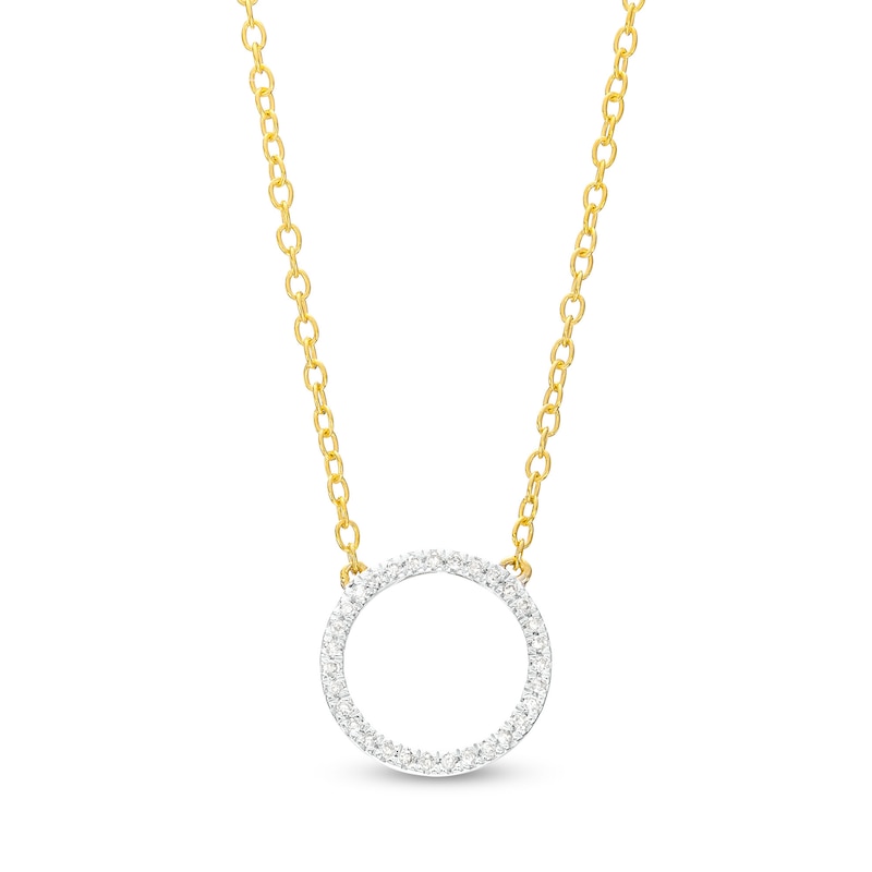 1/20 CT. T.W. Diamond Circle Necklace in Sterling Silver with 14K Gold Plate - 18"