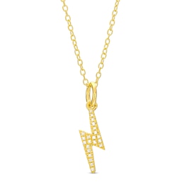 1/20 CT. T.W. Diamond Lightning Bolt Necklace in Sterling Silver with 14K Gold Plate - 18&quot;