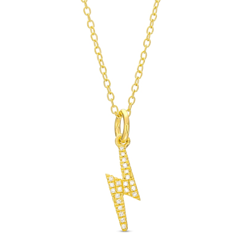 1/20 CT. T.W. Diamond Lightning Bolt Necklace in Sterling Silver with 14K Gold Plate - 18"