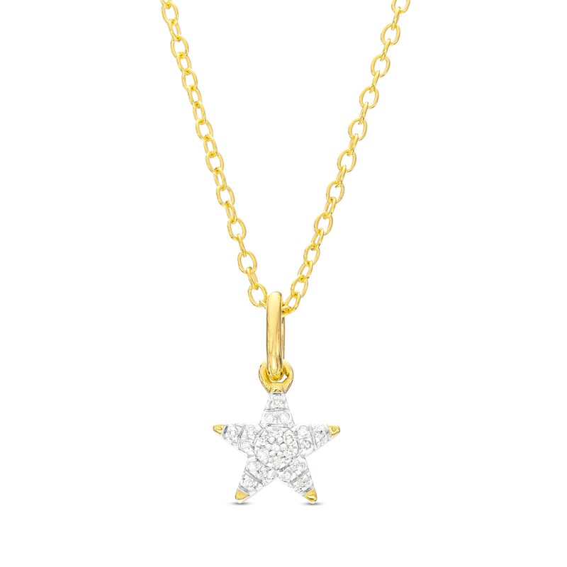 14K Gold Plated 1/20 CT. T.W. Diamond Star Pendant - 18"