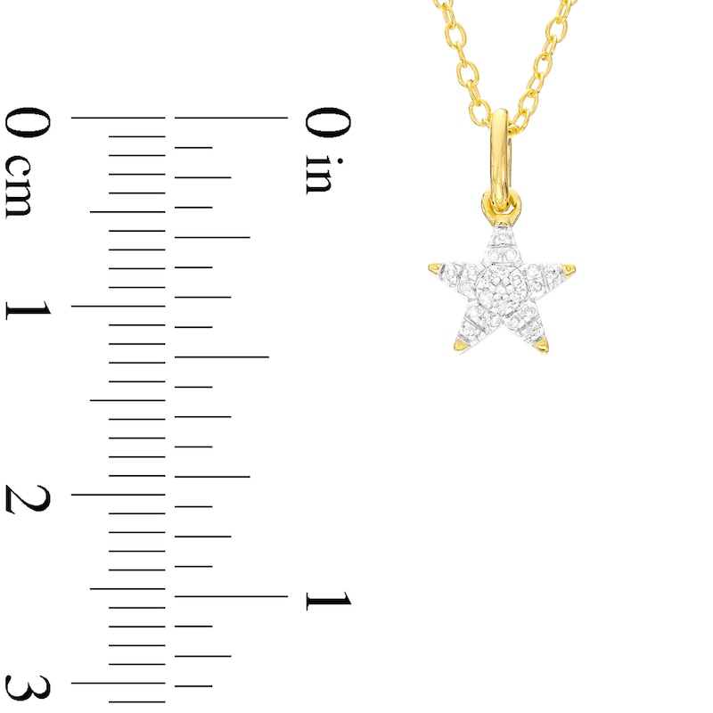 1/20 CT. T.W. Diamond Star Necklace in Sterling Silver with 14K Gold Plate - 18"