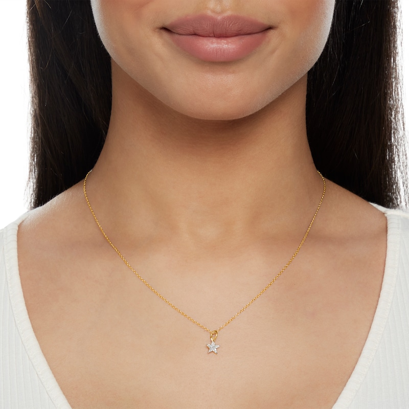 1/20 CT. T.W. Diamond Star Necklace in Sterling Silver with 14K Gold Plate - 18"