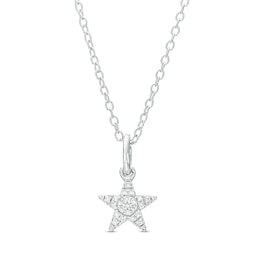 Sterling Silver 1/20 CT. T.W. Diamond Star Pendant - 18"