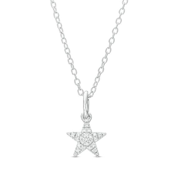 Sterling Silver 1/20 CT. T.W. Diamond Star Pendant - 18"