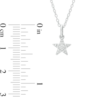 Sterling Silver 1/20 CT. T.W. Diamond Star Pendant - 18"