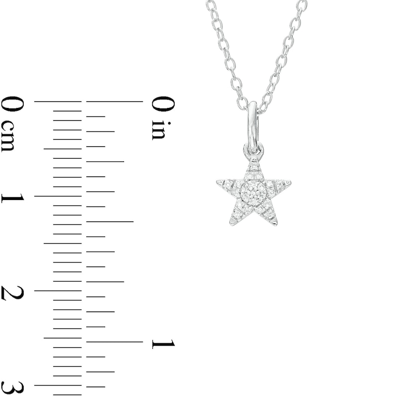 Main Image 2 of Sterling Silver 1/20 CT. T.W. Diamond Star Pendant - 18"