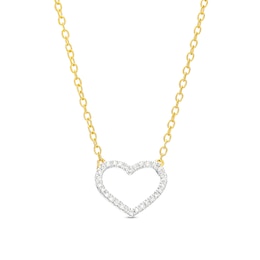 1/20 CT. T.W. Diamond Heart Necklace in Sterling Silver with 14K Gold Plate - 18&quot;