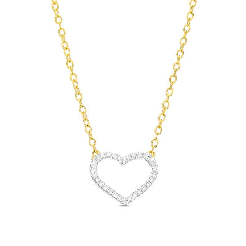 1/20 CT. T.W. Diamond Heart Necklace in Sterling Silver with 14K Gold Plate - 18"