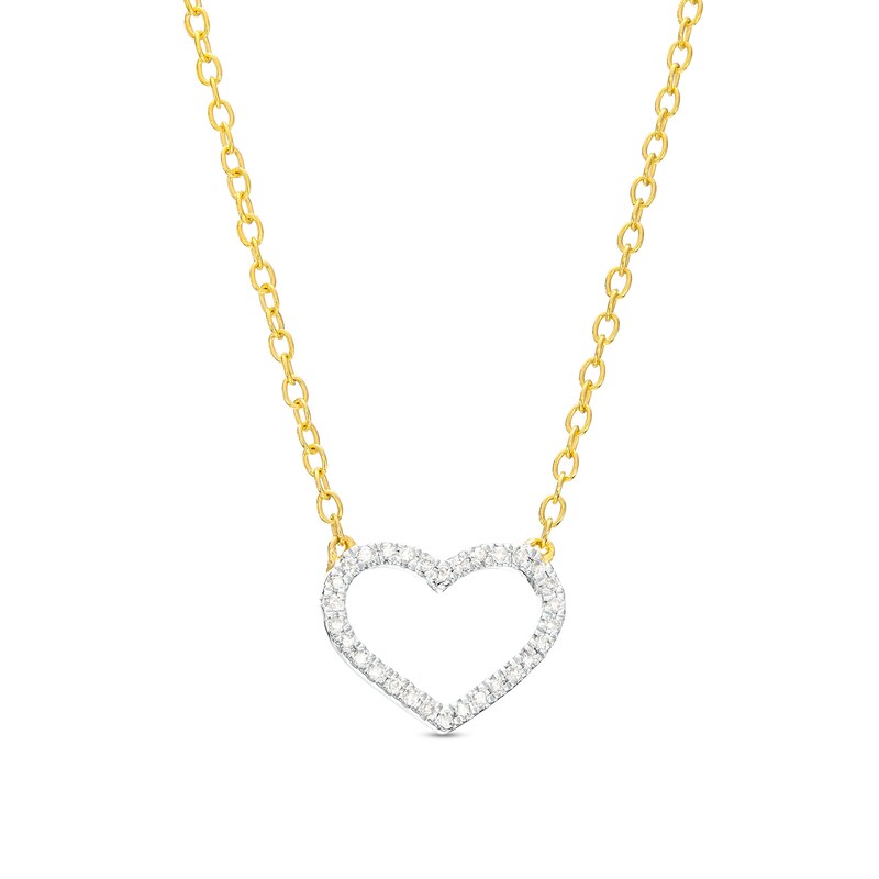 1/20 CT. T.W. Diamond Heart Necklace in Sterling Silver with 14K Gold Plate - 18"