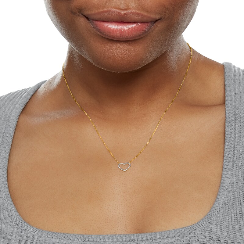 1/20 CT. T.W. Diamond Heart Necklace in Sterling Silver with 14K Gold Plate - 18"
