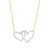 Thumbnail Image 0 of 1/10 CT. T.W. Diamond Double Heart Necklace in Sterling Silver with 14K Gold Plate - 18"