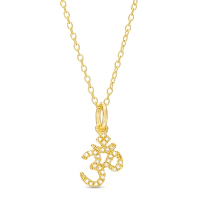 14K Gold Plated 1/20 CT. T.W. Diamond Om Pendant - 18"
