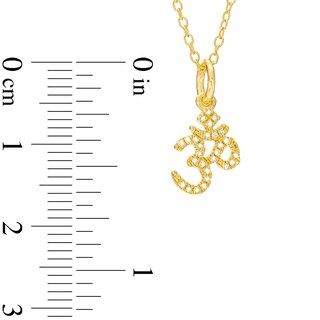 14K Gold Plated 1/20 CT. T.W. Diamond Om Pendant - 18"
