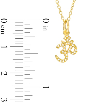 14K Gold Plated 1/20 CT. T.W. Diamond Om Pendant - 18"