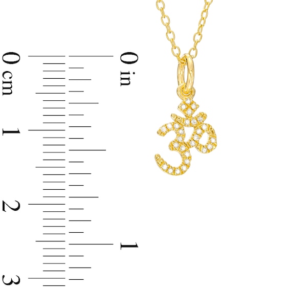 14K Gold Plated 1/20 CT. T.W. Diamond Om Pendant - 18"