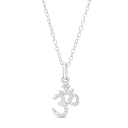 Sterling Silver 1/20 CT. T.W. Diamond Om Pendant - 18"