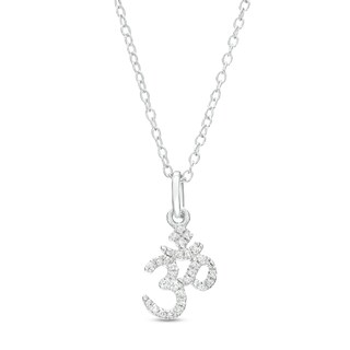 Sterling Silver 1/20 CT. T.W. Diamond Om Pendant - 18"