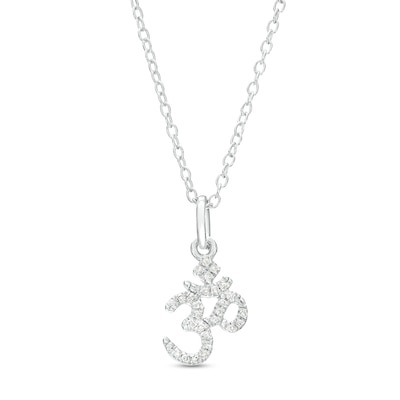 Sterling Silver 1/20 CT. T.W. Diamond Om Pendant - 18"