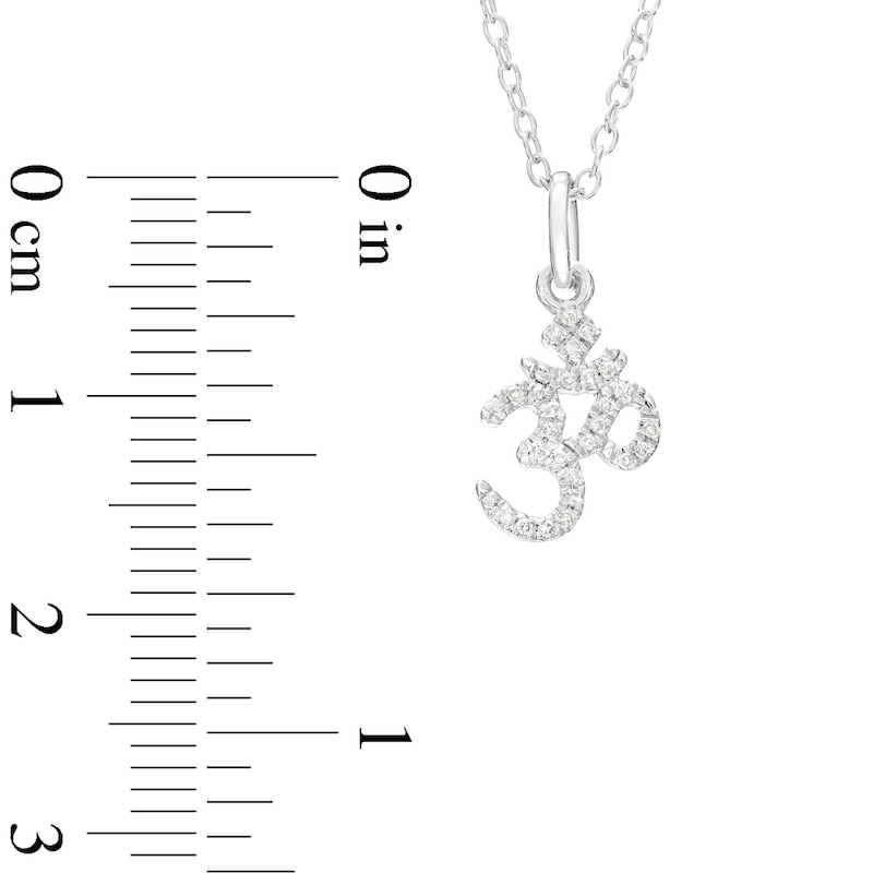 Main Image 2 of Sterling Silver 1/20 CT. T.W. Diamond Om Pendant - 18"