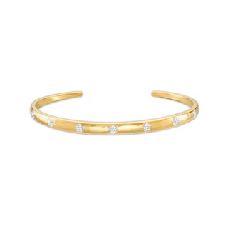 1/10 CT. T.W. Diamond Bangle Bracelet in Sterling Silver with 14K Gold Plate