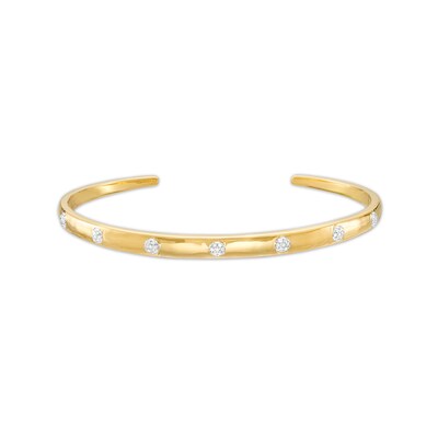 1/10 CT. T.W. Diamond Bangle Bracelet in Sterling Silver with 14K Gold Plate