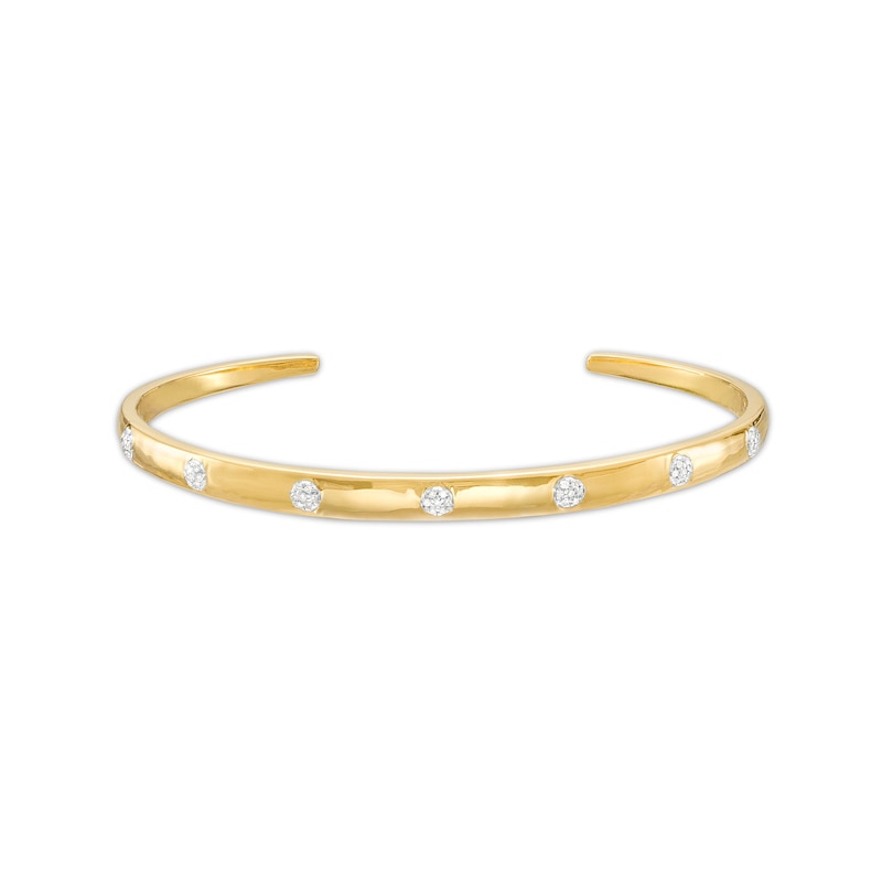 1/10 CT. T.W. Diamond Bangle Bracelet in Sterling Silver with 14K Gold Plate