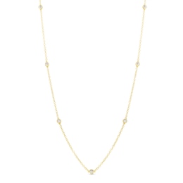 Diamond Accent Station Necklace in Sterling Silver with 14K Gold Plate - 36&quot;