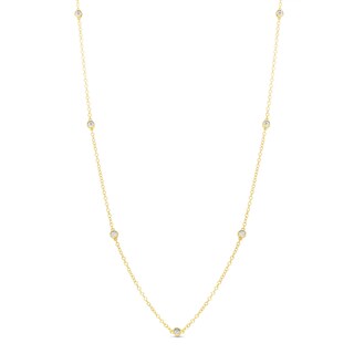 Diamond Accent 14K Gold Plated Station Necklace - 36"