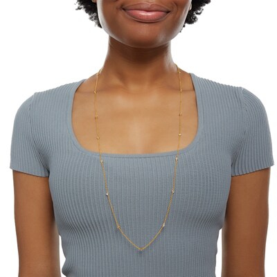 Diamond Accent 14K Gold Plated Station Necklace - 36"