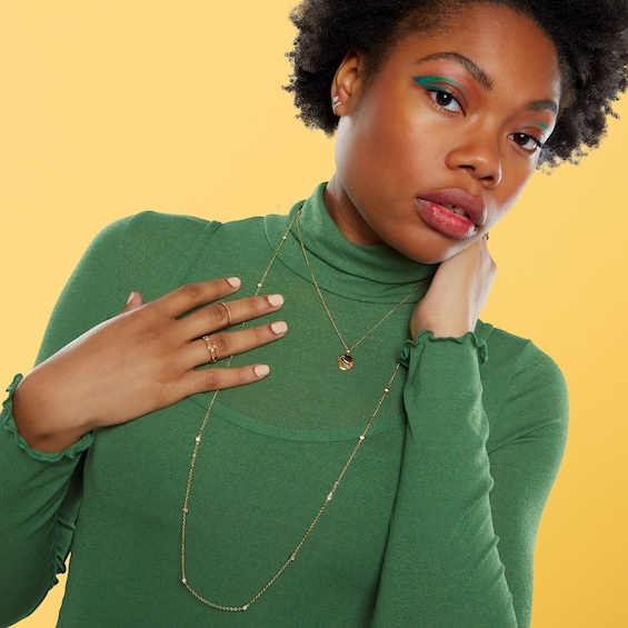 Diamond Accent 14K Gold Plated Station Necklace - 36"