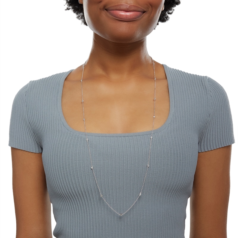 Main Image 3 of Diamond Accent Station Necklace in Sterling Silver - 36"