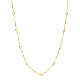 Diamond Accent Bezel Station Necklace in Sterling Silver with 14K Gold Plate - 18&quot;