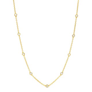 Diamond Accent Bezel Station Necklace in Sterling Silver with 14K Gold Plate - 18"
