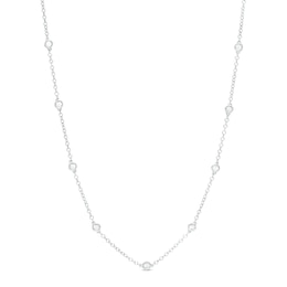 Diamond Accent Bezel Station Necklace in Sterling Silver - 18&quot;