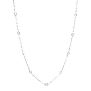 Diamond Accent Bezel Station Necklace in Sterling Silver - 18"