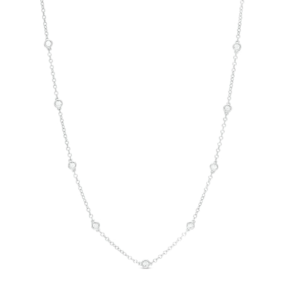 Diamond Accent Bezel Station Necklace in Sterling Silver - 18"