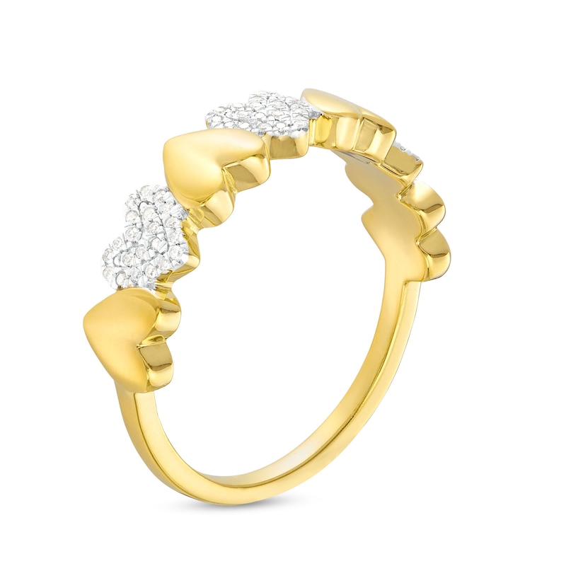Main Image 2 of 1/10 CT. T.W. Diamond Multi Heart Ring in Sterling Silver with 14K Gold Plate