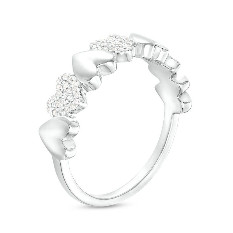 1/10 CT. T.W. Diamond Multi Heart Ring in Sterling Silver