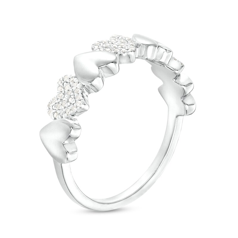 Main Image 2 of 1/10 CT. T.W. Diamond Multi Heart Ring in Sterling Silver