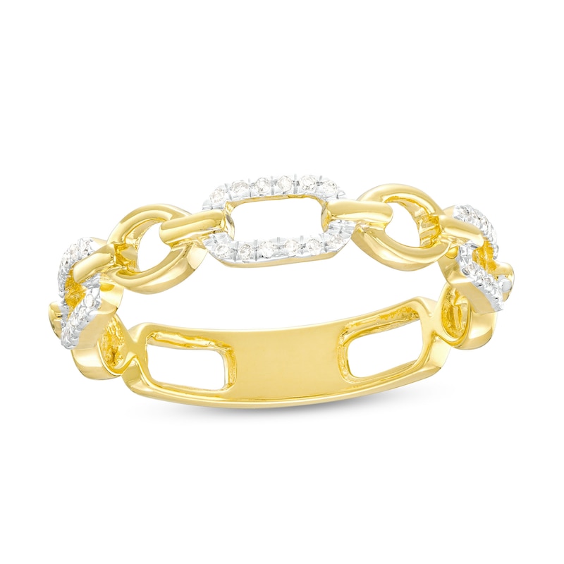 1/20 CT. T.W. Diamond Multi Link Ring in Sterling Silver with 14K Gold Plate