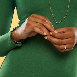Diamond Accent Moon and Star Ring in Sterling Silver with 14K Gold Plate