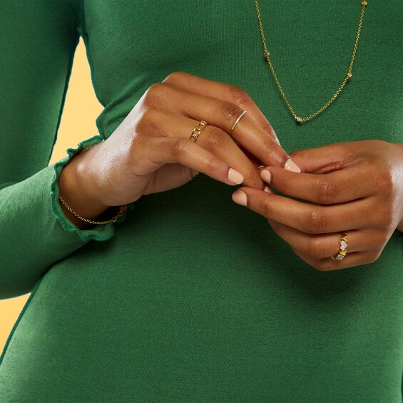Diamond Accent Moon and Star Ring in Sterling Silver with 14K Gold Plate