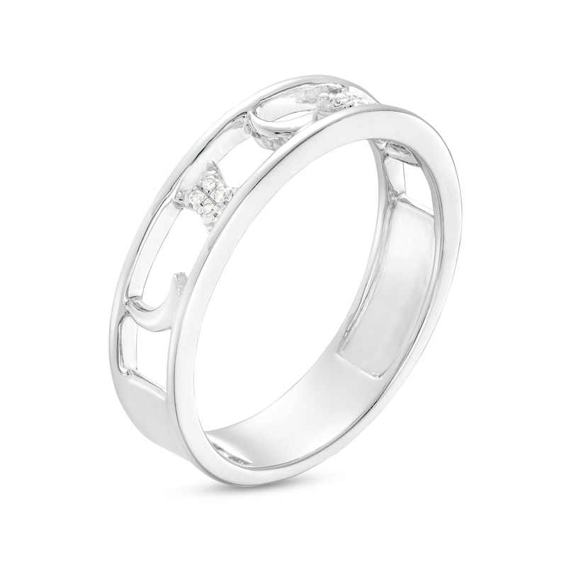 Diamond Accent Moon and Star Ring in Sterling Silver