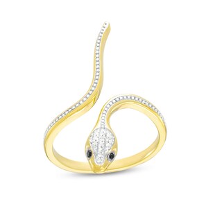 14K Gold Plate 1/20 CT. T.W. Diamond Snake Wrap Ring