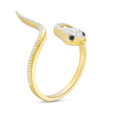 14K Gold Plate 1/20 CT. T.W. Diamond Snake Wrap Ring