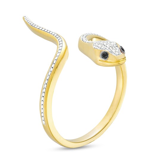 14K Gold Plate 1/20 CT. T.W. Diamond Snake Wrap Ring