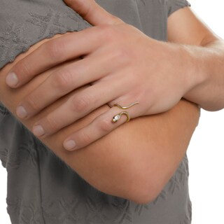 14K Gold Plate 1/20 CT. T.W. Diamond Snake Wrap Ring
