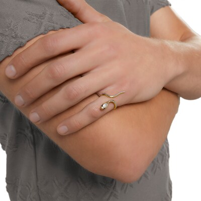 14K Gold Plate 1/20 CT. T.W. Diamond Snake Wrap Ring