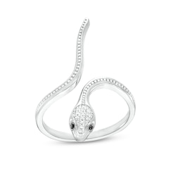 Sterling Silver 1/20 CT. T.W. Diamond Snake Wrap Ring