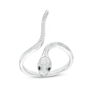 Sterling Silver 1/20 CT. T.W. Diamond Snake Wrap Ring